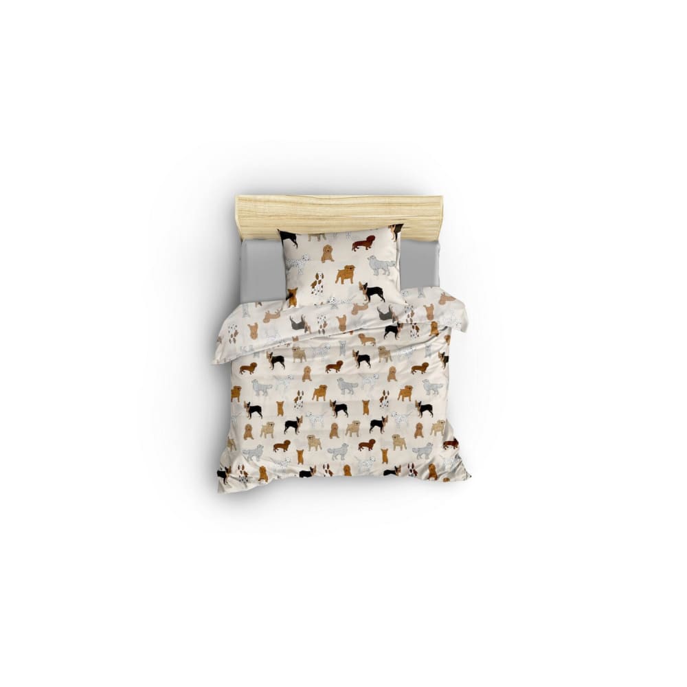 Parure de lit enfant en polycoton imprimée chien + 1 taie 140x200 cm - Maisons du Monde