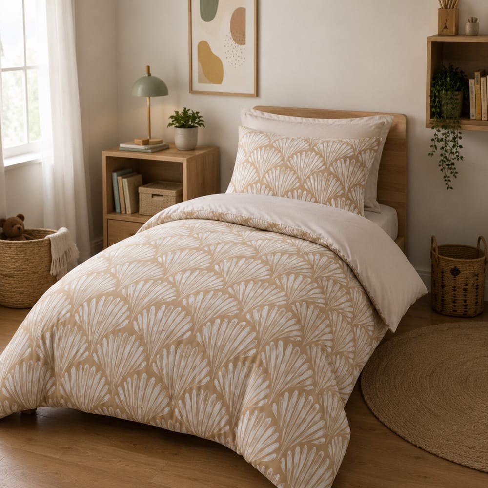 Parure de lit enfant en polycoton motif coquillages 140x200 cm