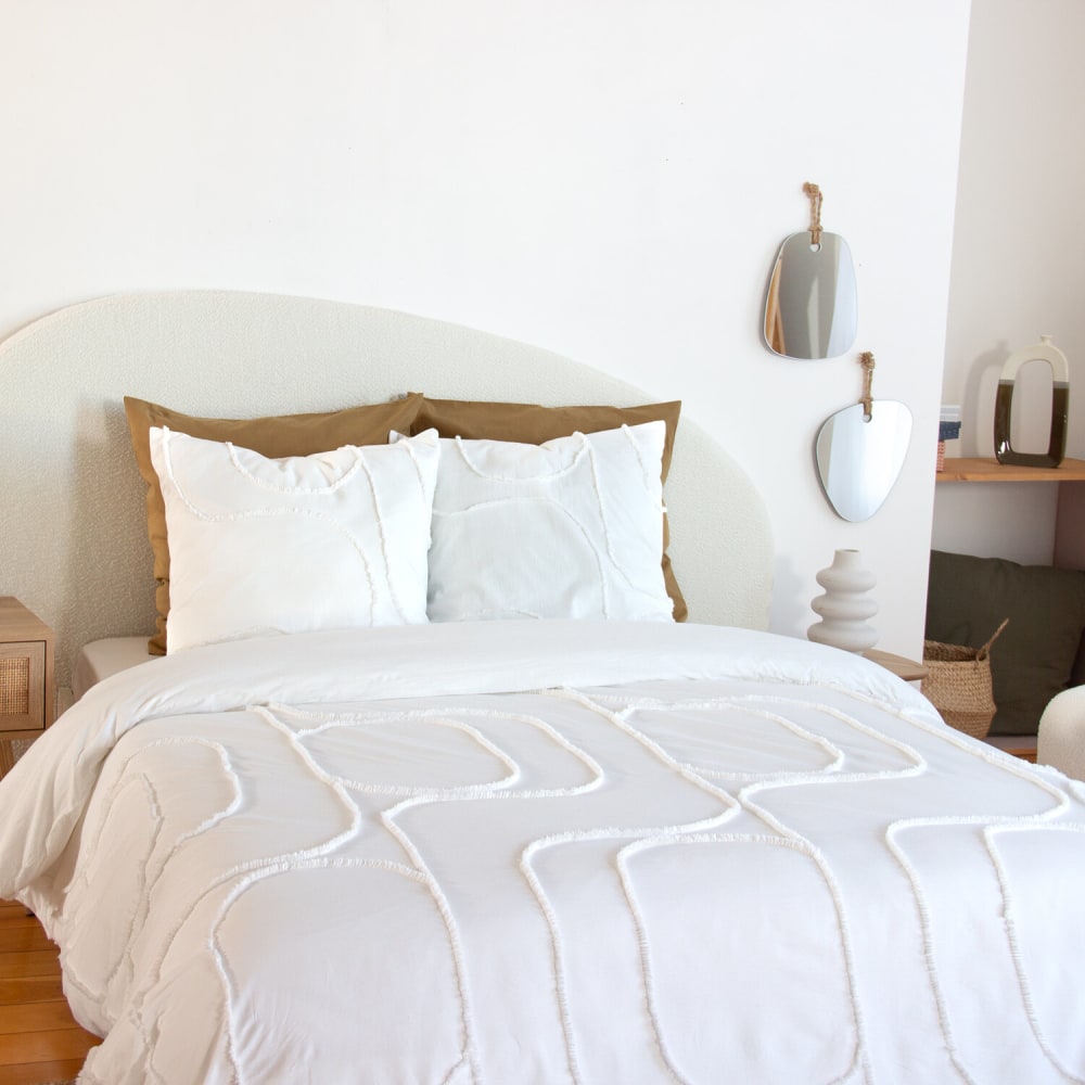 Parure housse de couette coton blanc 240x220 cm
