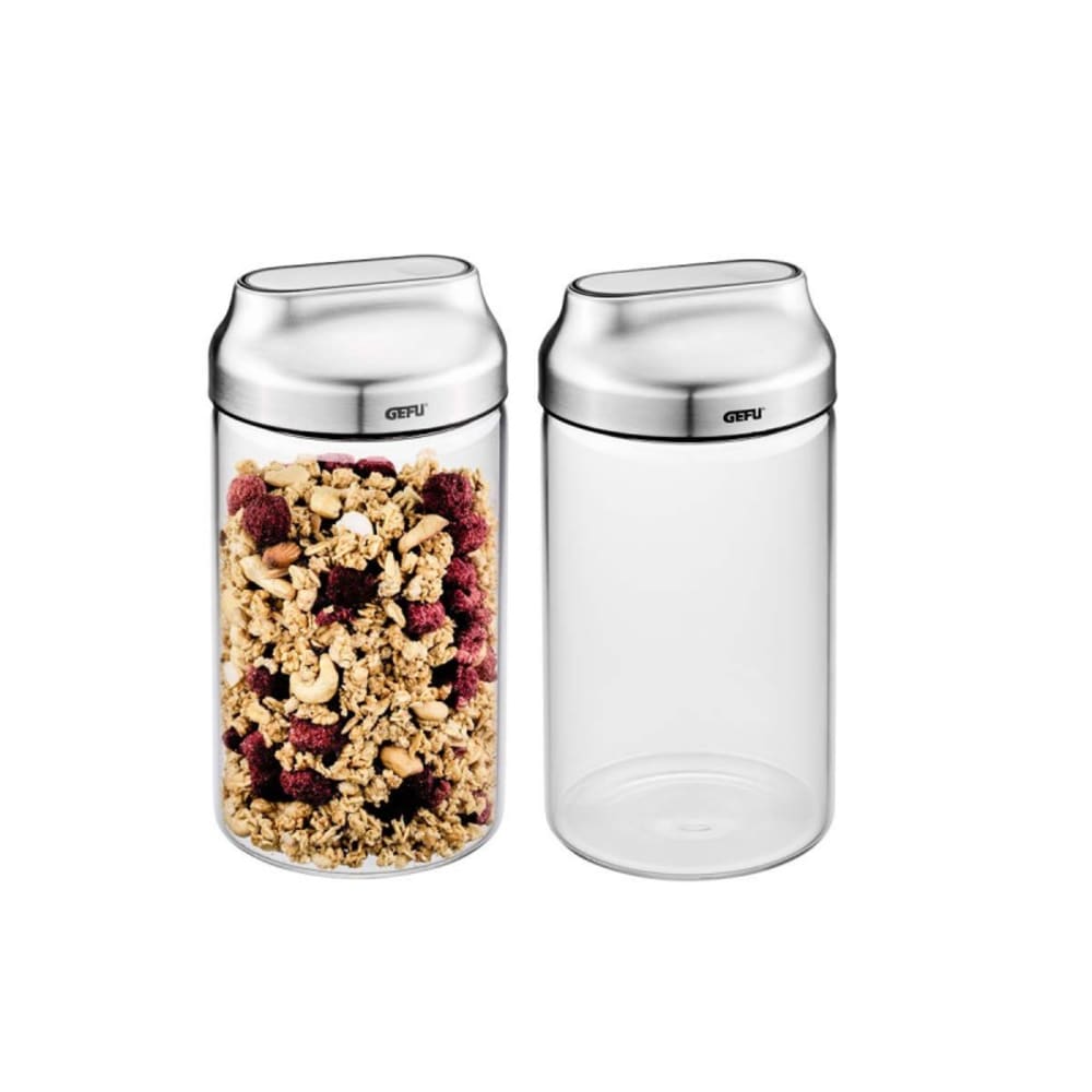 Boîte de conserve - 2 pièces - 1.000 ml Verre Noir 19x19x1 cm
