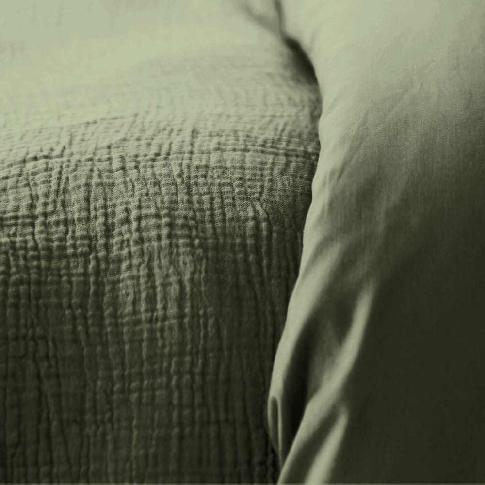 Parure housse de couette gaze de coton 57 fils - kaki 240x220 cm — vue 3