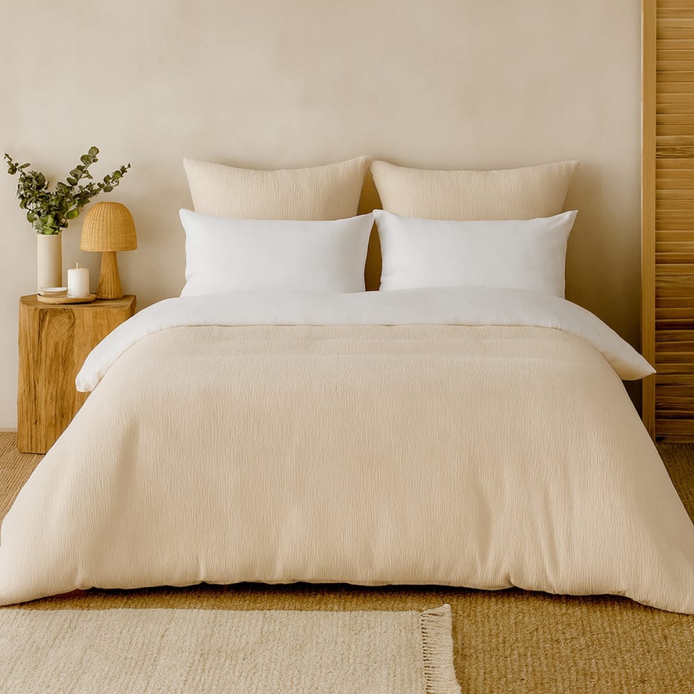 Parure housse de couette polyester blanc 260x240 cm