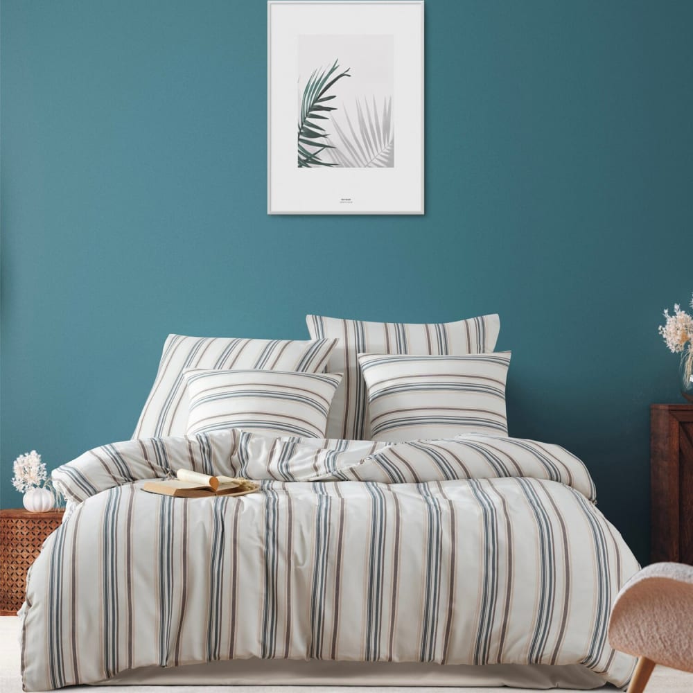 Parure housse de couette en polycoton imprimée + 2 taies 240x220 cm