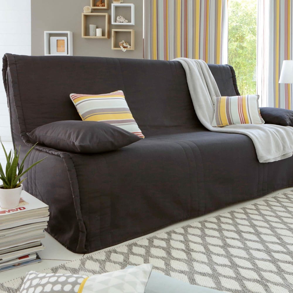 Housse bz en coton gris 2 places