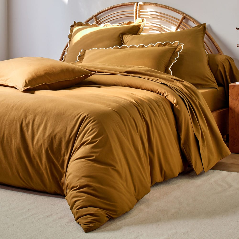 Drap-housse en coton vert bronze 140x200x28cm