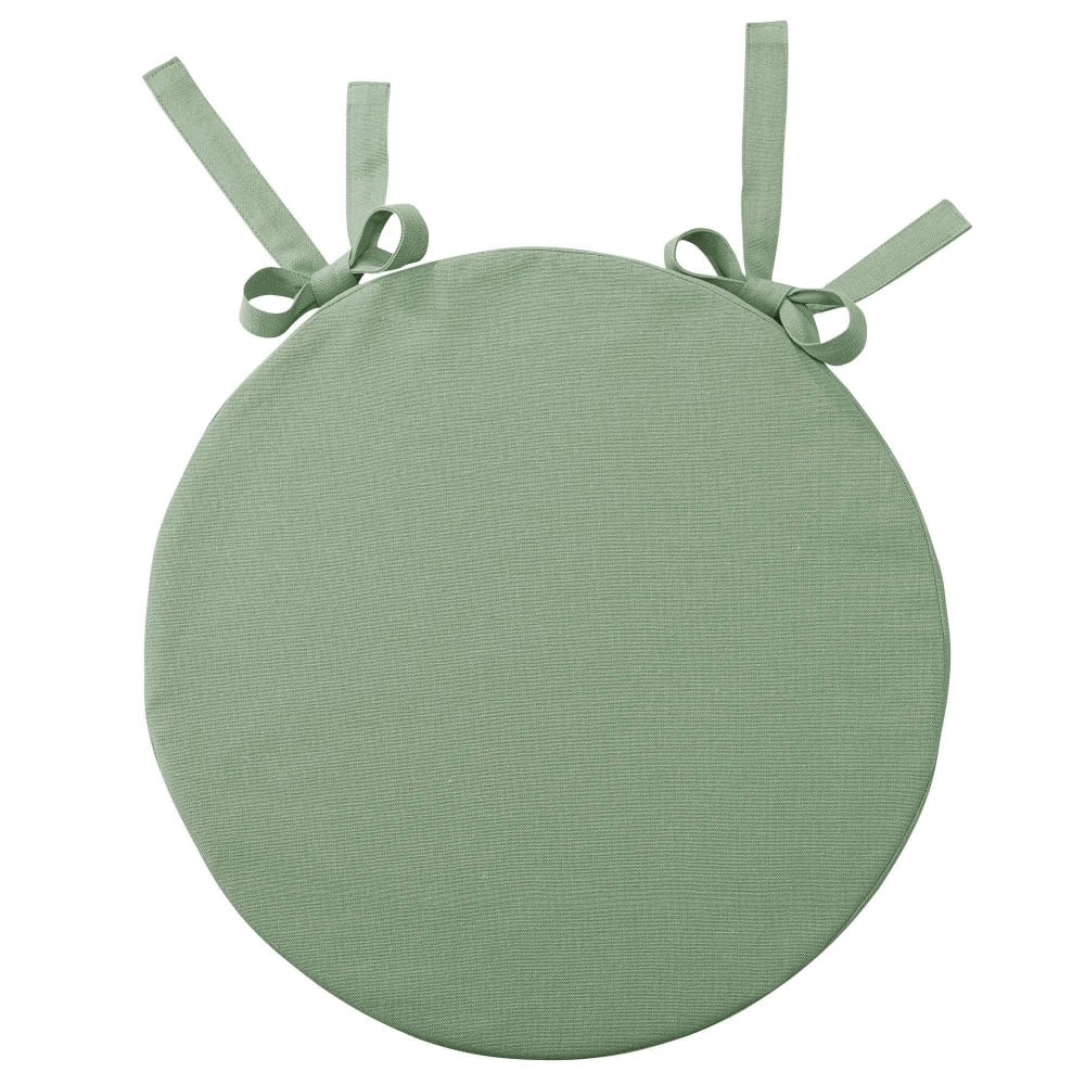 Lot de 2 galette en coton vert sauge Rond
