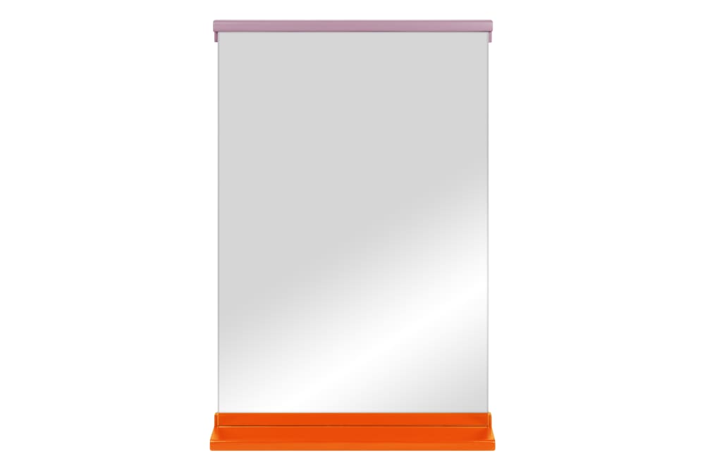 Miroir mural en bois, orange et violet