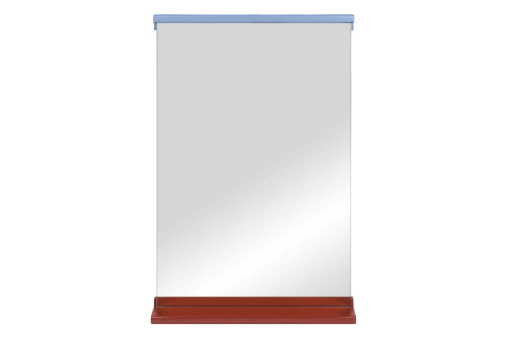 Miroir mural en bois, rouge et bleu