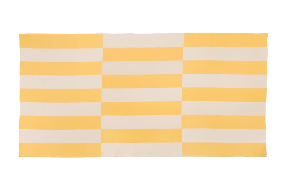 Serviette de plage en coton, jaune et beige