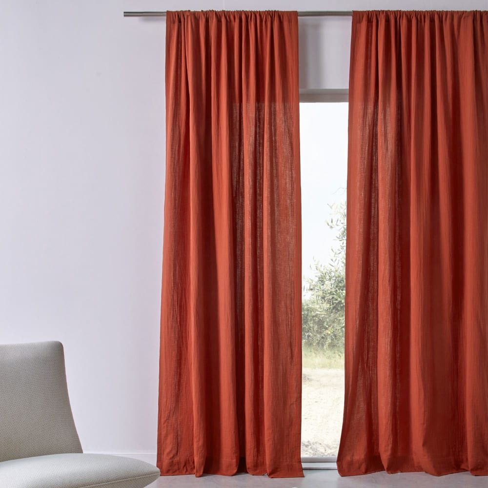 Rideau en coton orange terracotta 140x180cm