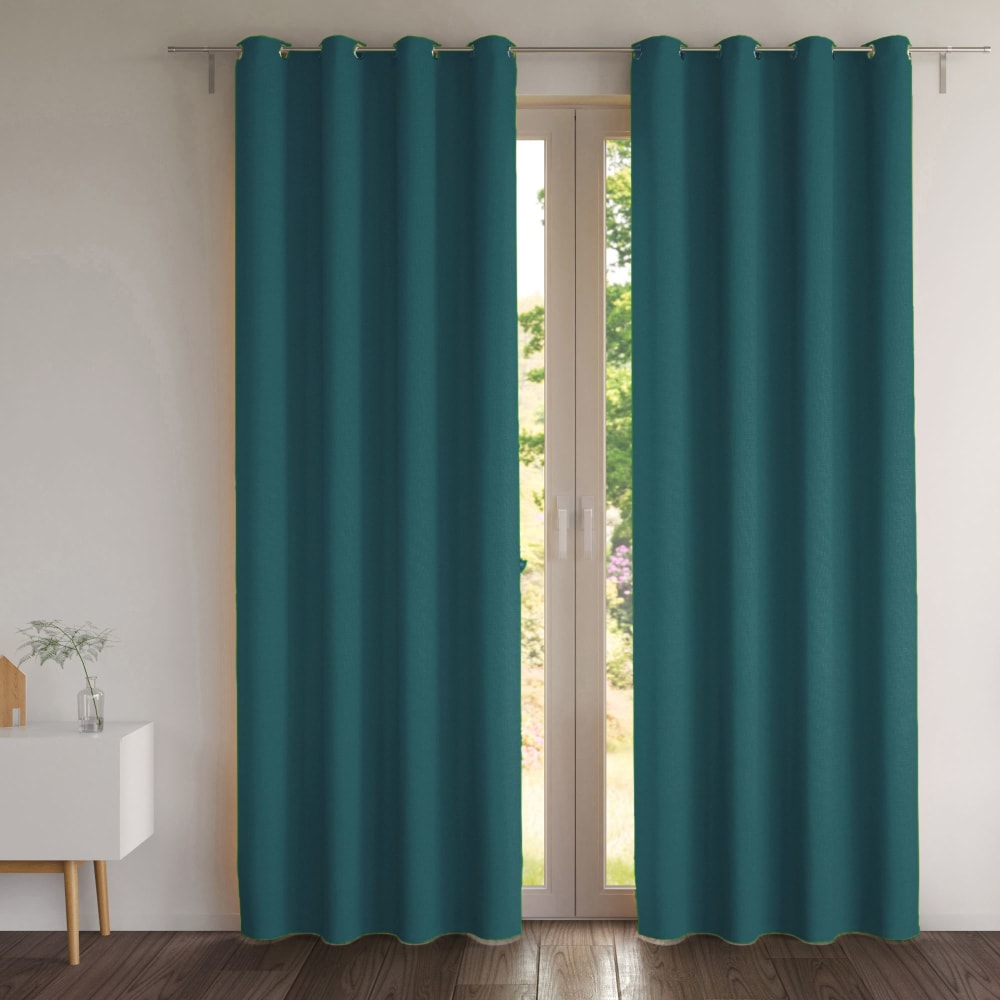Rideau occultant en polyester bleu paon 140x260cm
