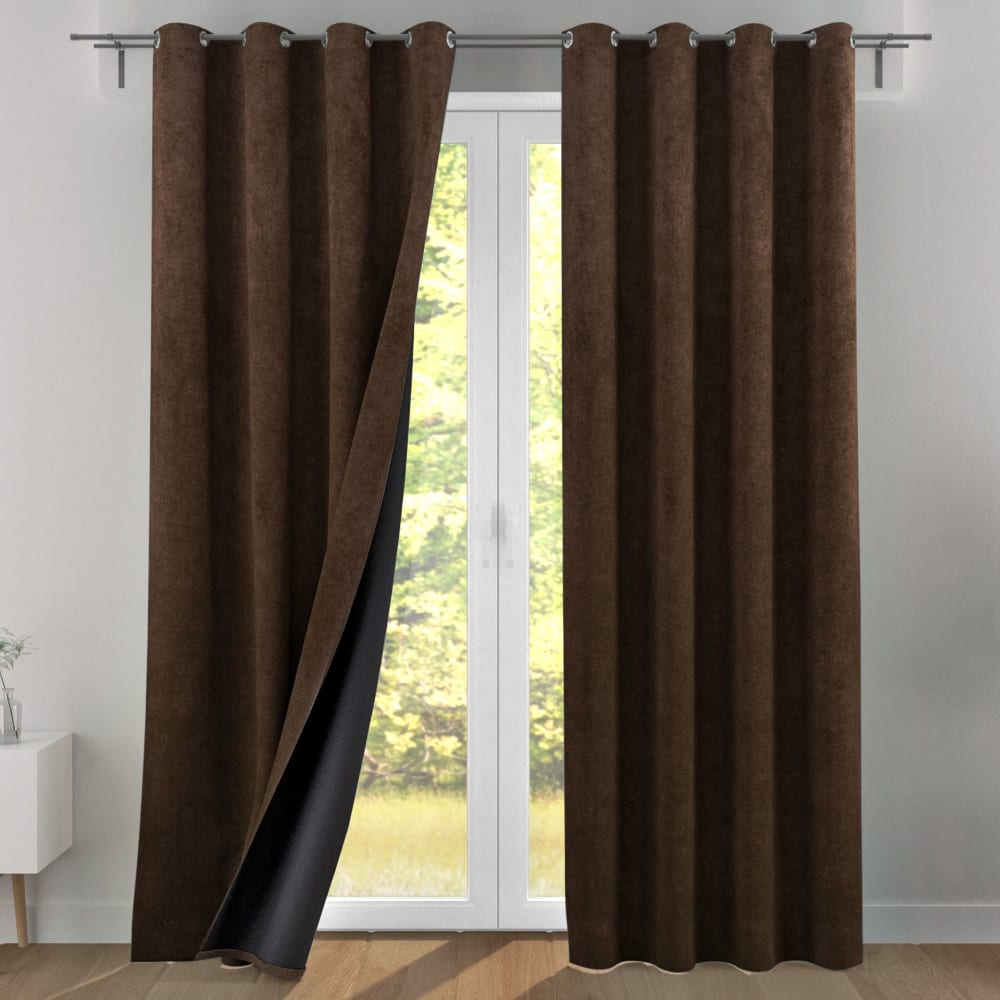 Rideau occultant en polyester marron chocolat 140x180cm
