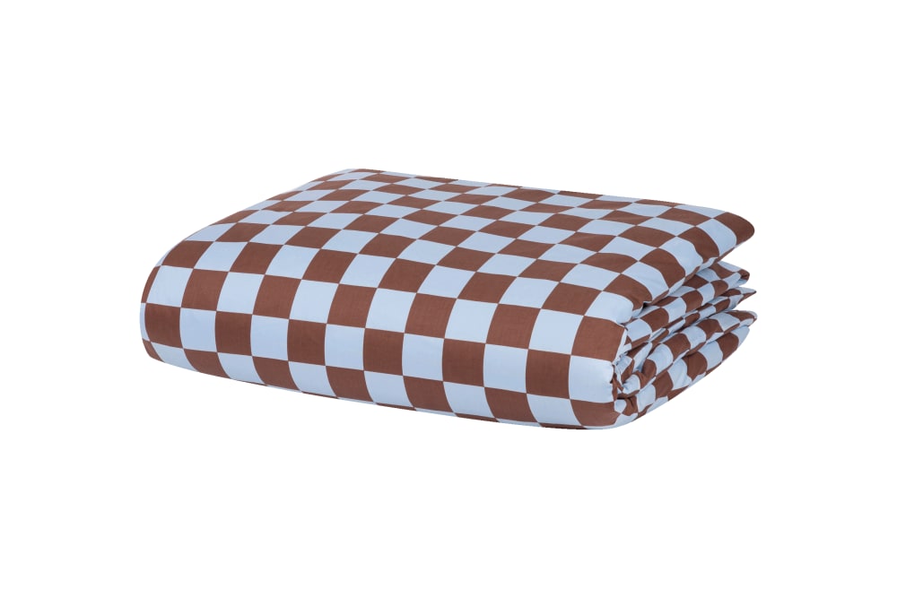 Housse de couette en coton bleu et marron, 240x220 cm