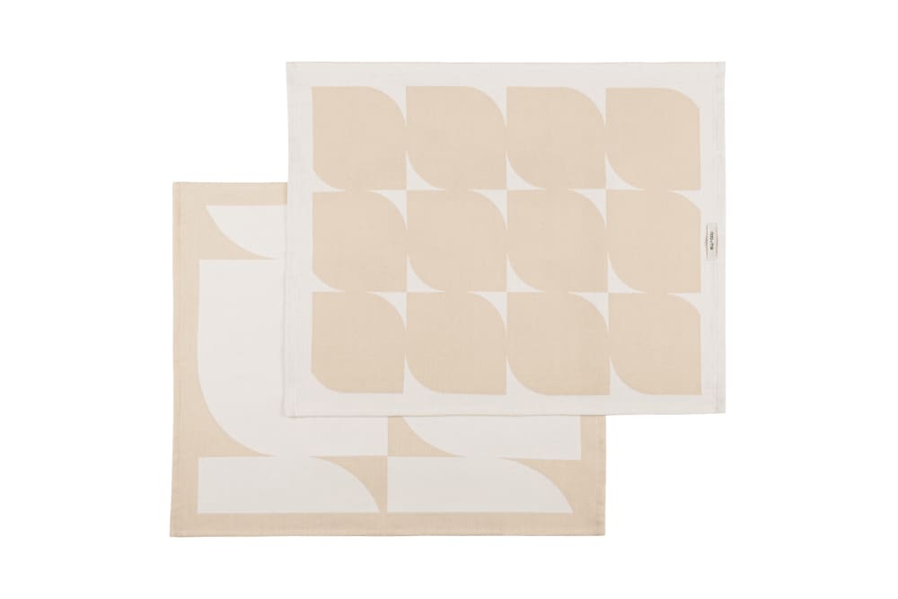 Noo.ma - lot de 2 torchons en coton 63 x 50 cm, beige.