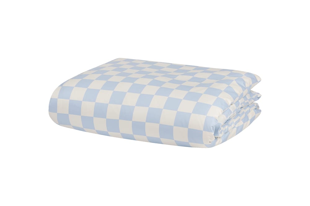 Housse de couette en coton à carreaux bleus et blancs, 140x200 cm