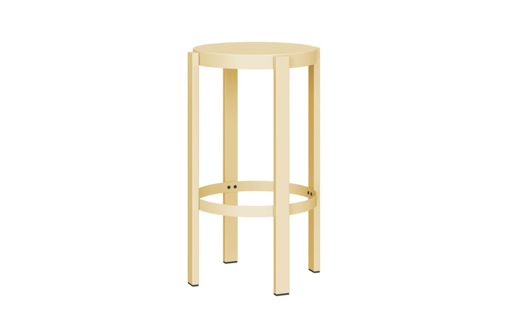 Tabouret de bar en acier robuste, jaune, 65 cm