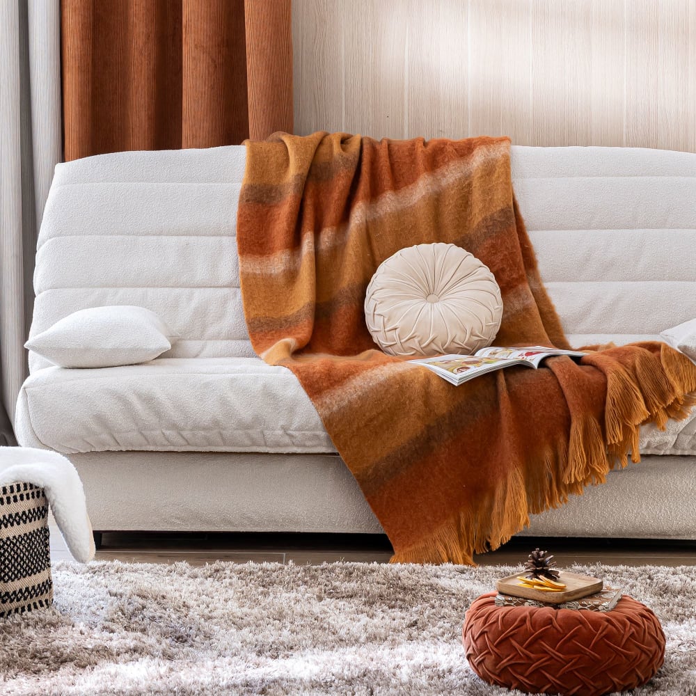 Housse clic-clac en polyester blanc écru 2 places