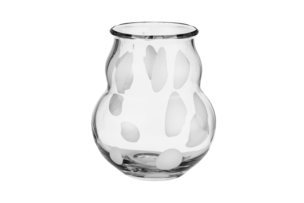 Vase en verre à motif à pois, blanc