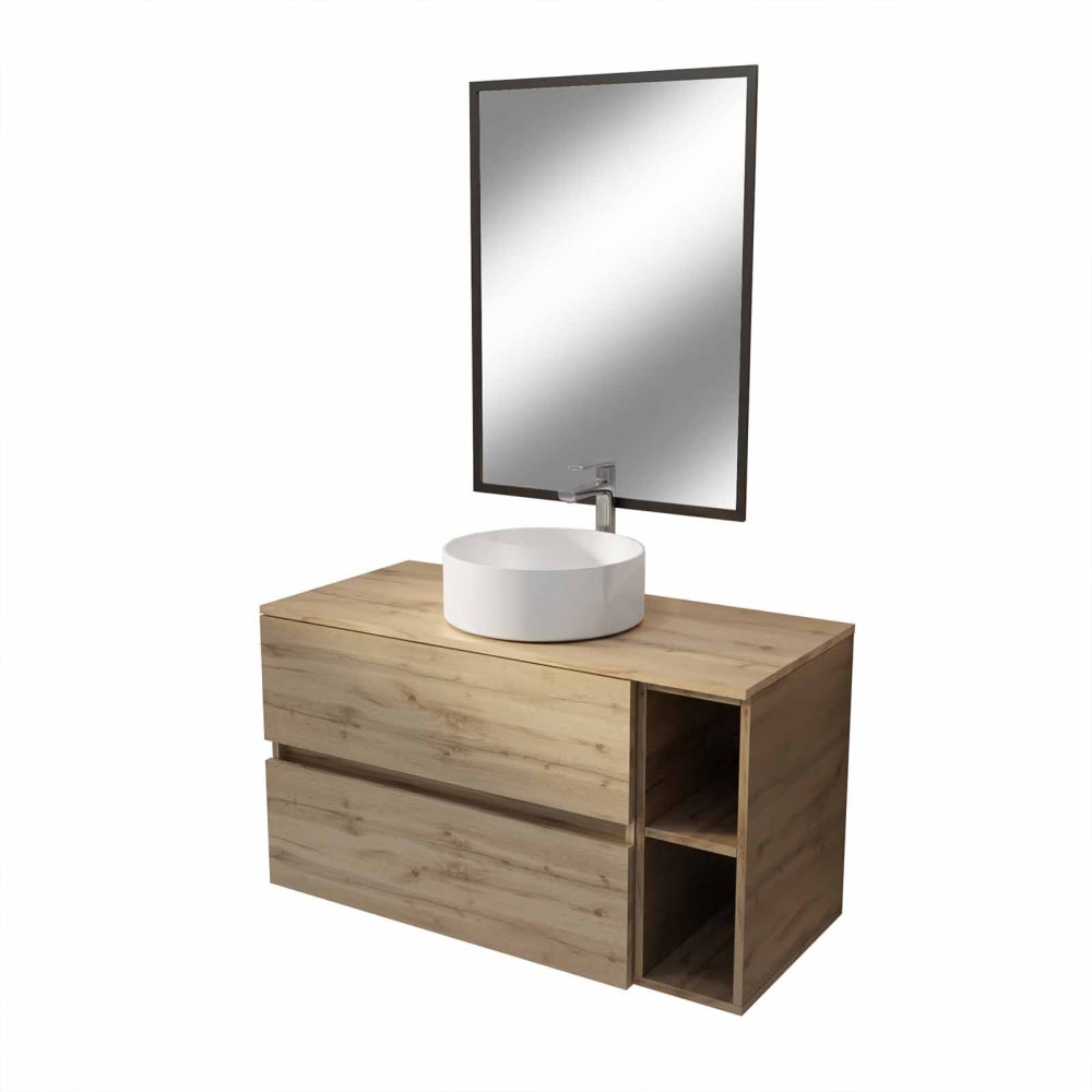 Meuble de salle de bains effet bois marron 46x100x56cm — Beyit