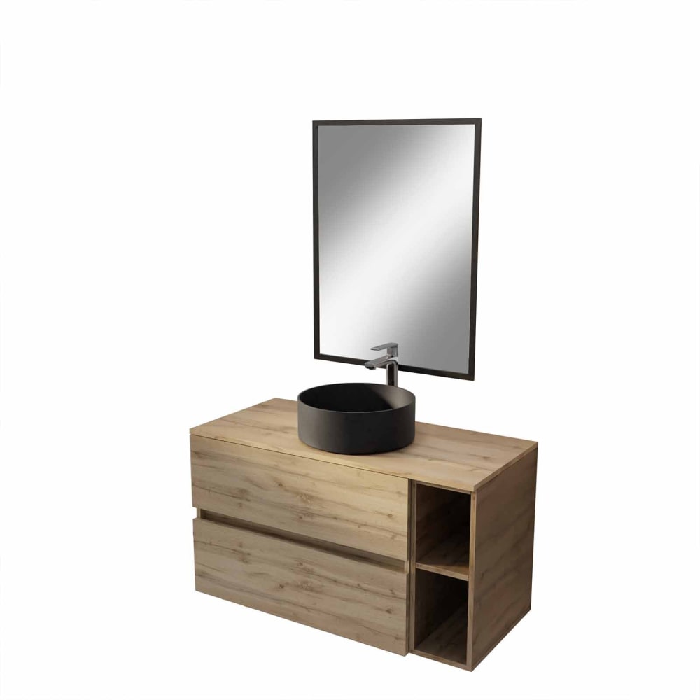 Meuble de salle de bains effet bois marron 46x100x56cm