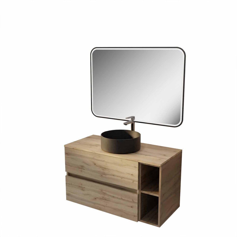 Meuble de salle de bains effet bois marron 46x100x56cm