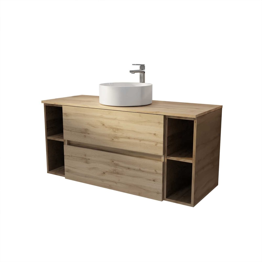 Meuble de salle de bains effet bois marron 46x120x56cm — Beyit