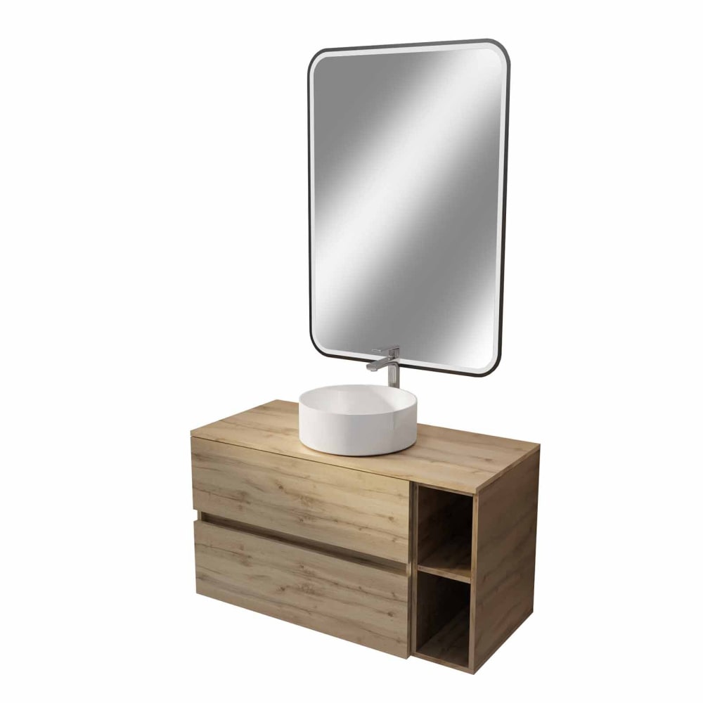 Meuble de salle de bains effet bois marron 46x100x56cm — Beyit