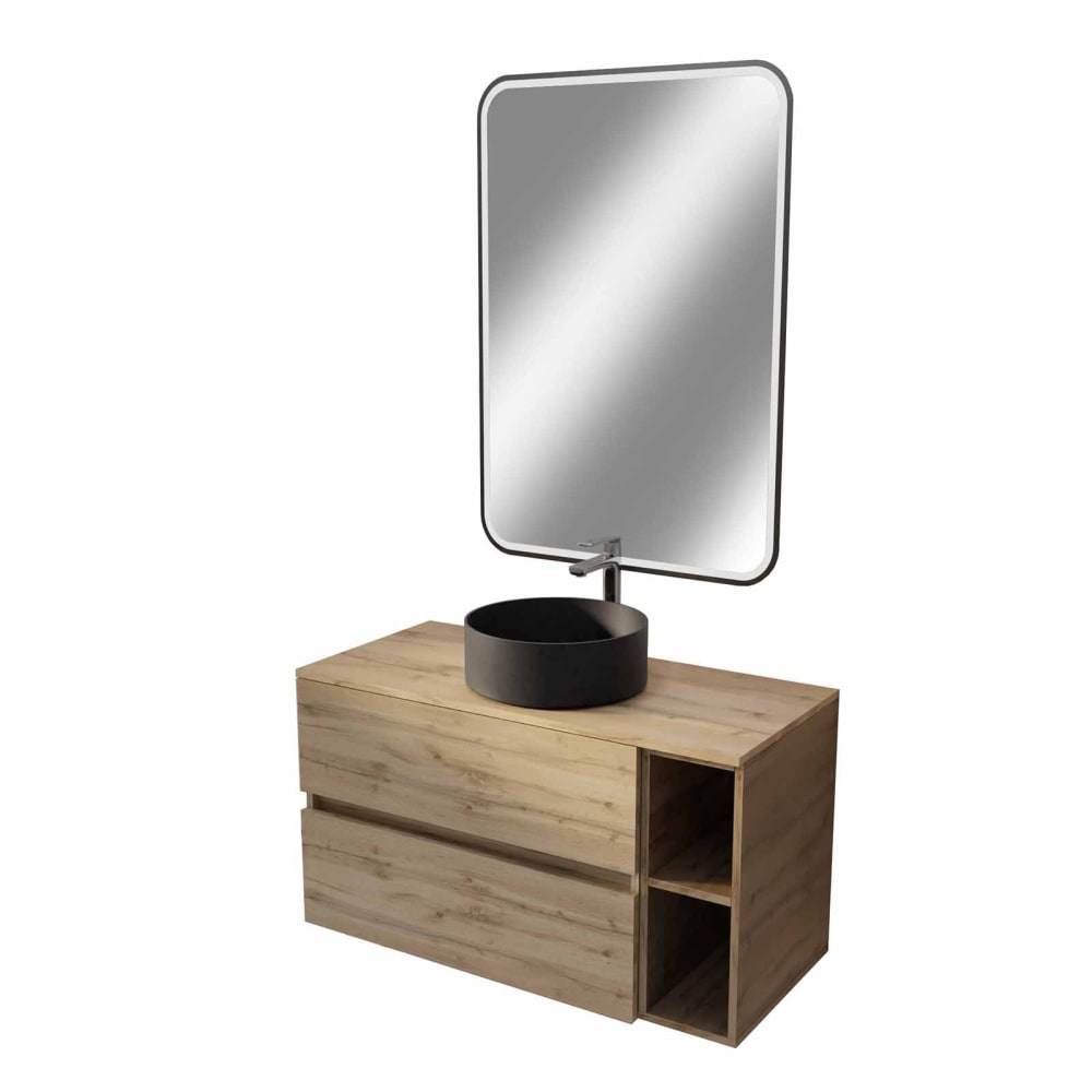 Meuble de salle de bains effet bois marron 46x100x56cm