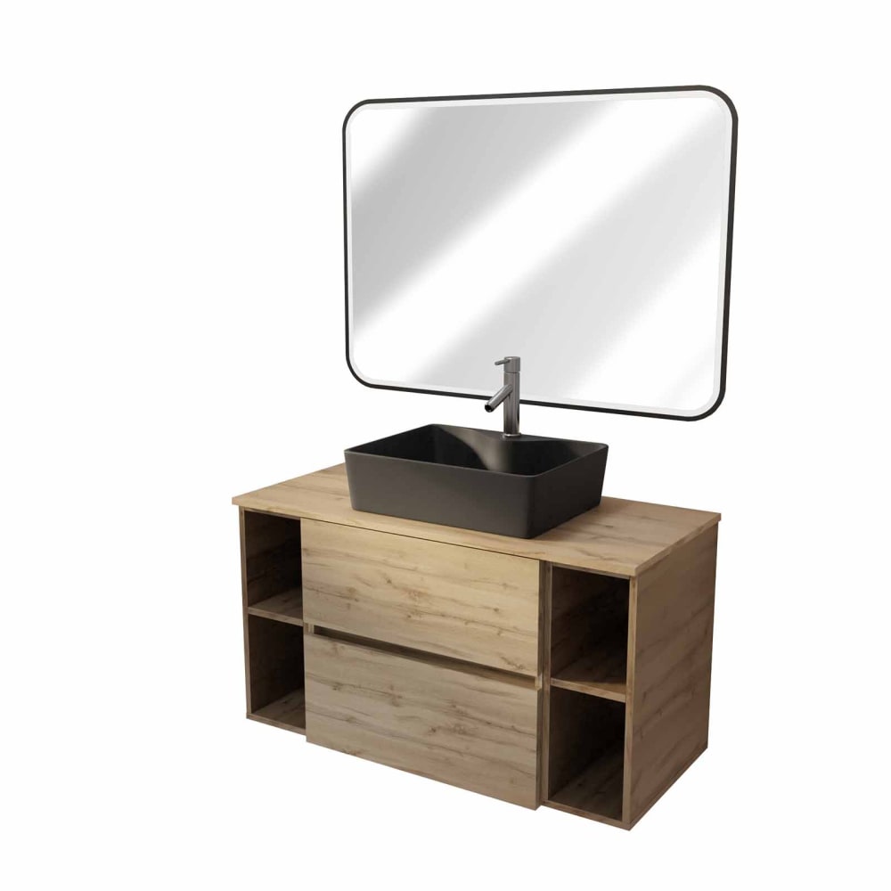 Meuble de salle de bains effet bois marron 46x100x56cm