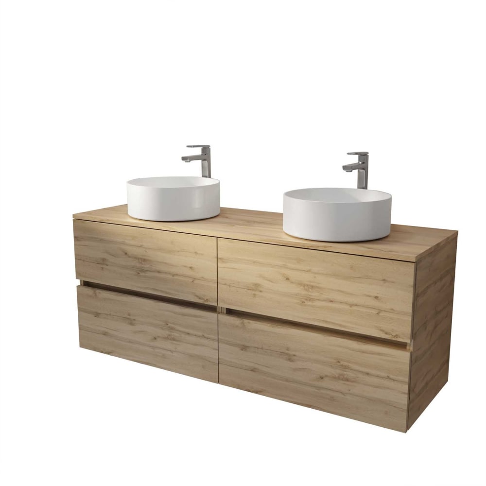 Meuble de salle de bains effet bois marron 46x140x56cm — Beyit