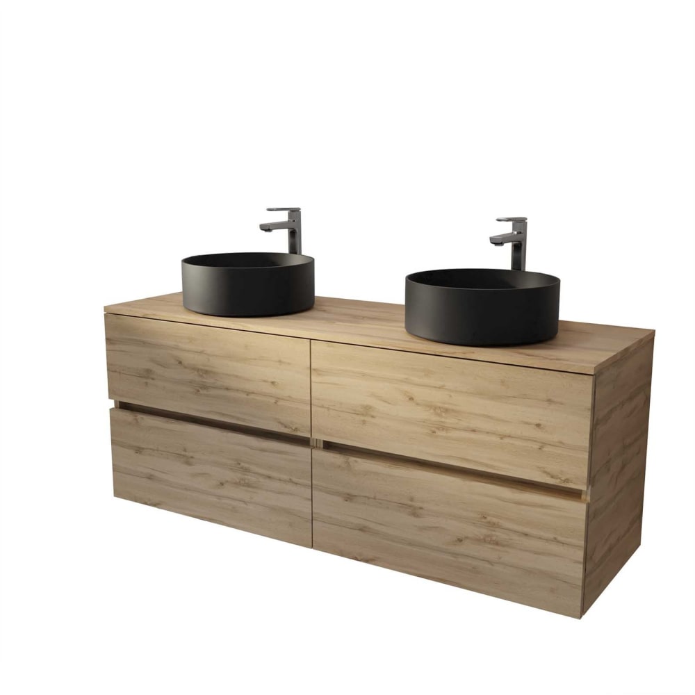 Meuble de salle de bains effet bois marron 46x140x56cm