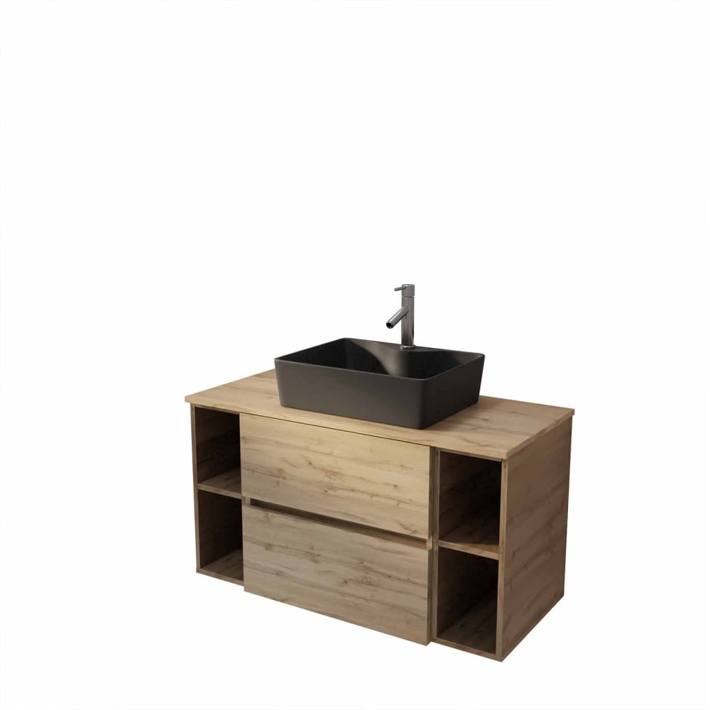 Meuble de salle de bains effet bois marron 46x100x56cm