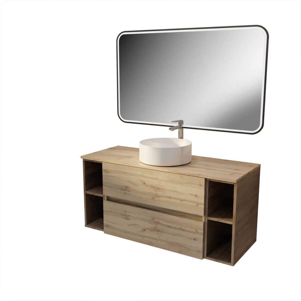 Meuble de salle de bains effet bois marron 46x120x56cm — Beyit