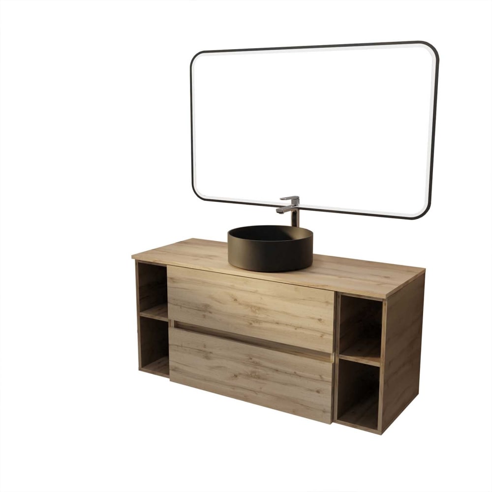Meuble de salle de bains effet bois marron 46x120x56cm