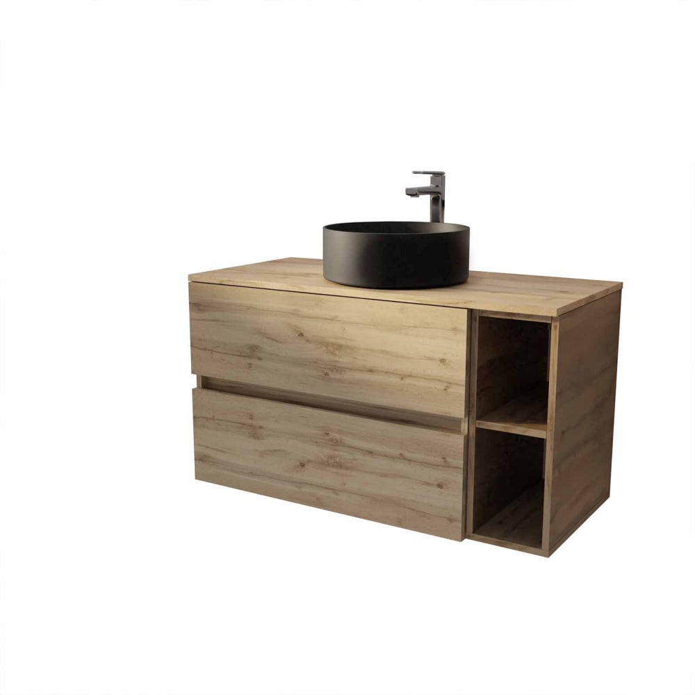 Meuble de salle de bains effet bois marron 46x100x56cm