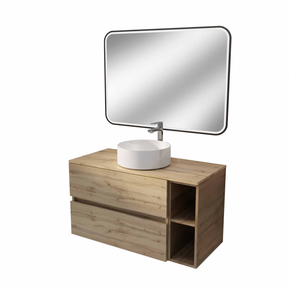 Meuble de salle de bains effet bois marron 46x100x56cm — Beyit