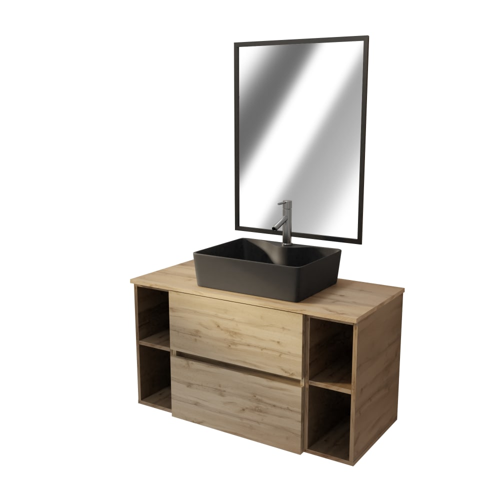 Meuble de salle de bains effet bois marron 46x100x56cm