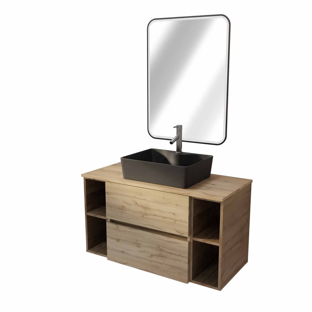 Meuble de salle de bains effet bois marron 46x100x56cm