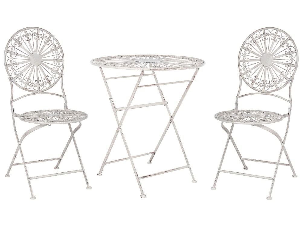 Bistro Set 2 Personen Aus Eisen, Weiß