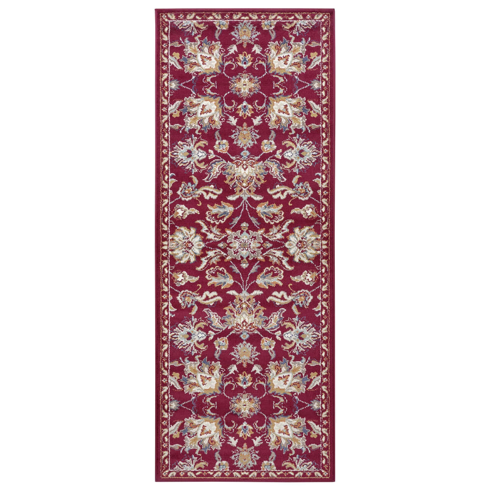 Tapis Persan aux motifs Fleuris Rouge 80x240cm