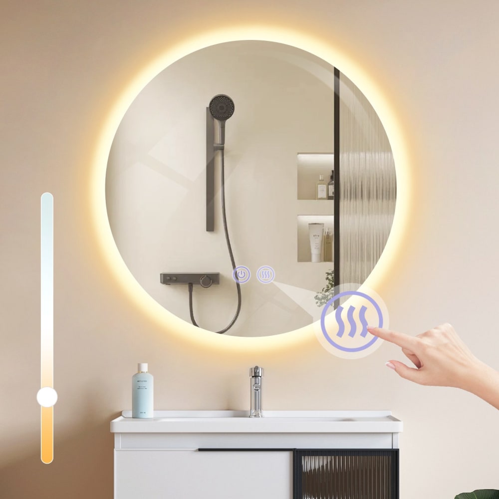 Beeskow - miroir de salle de bain led en verre, blanc, l 50 cm — vue 3