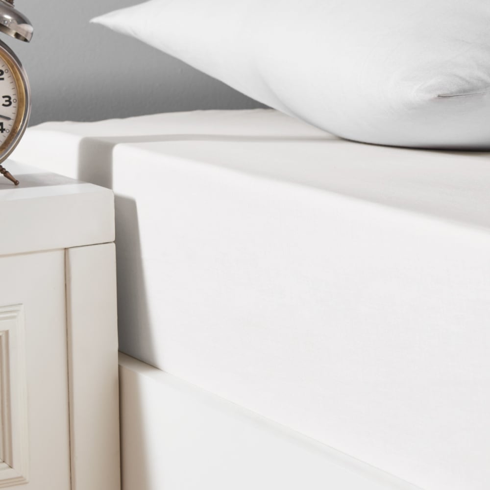 Drap housse en coton bio lavé Blanc 80x200 cm