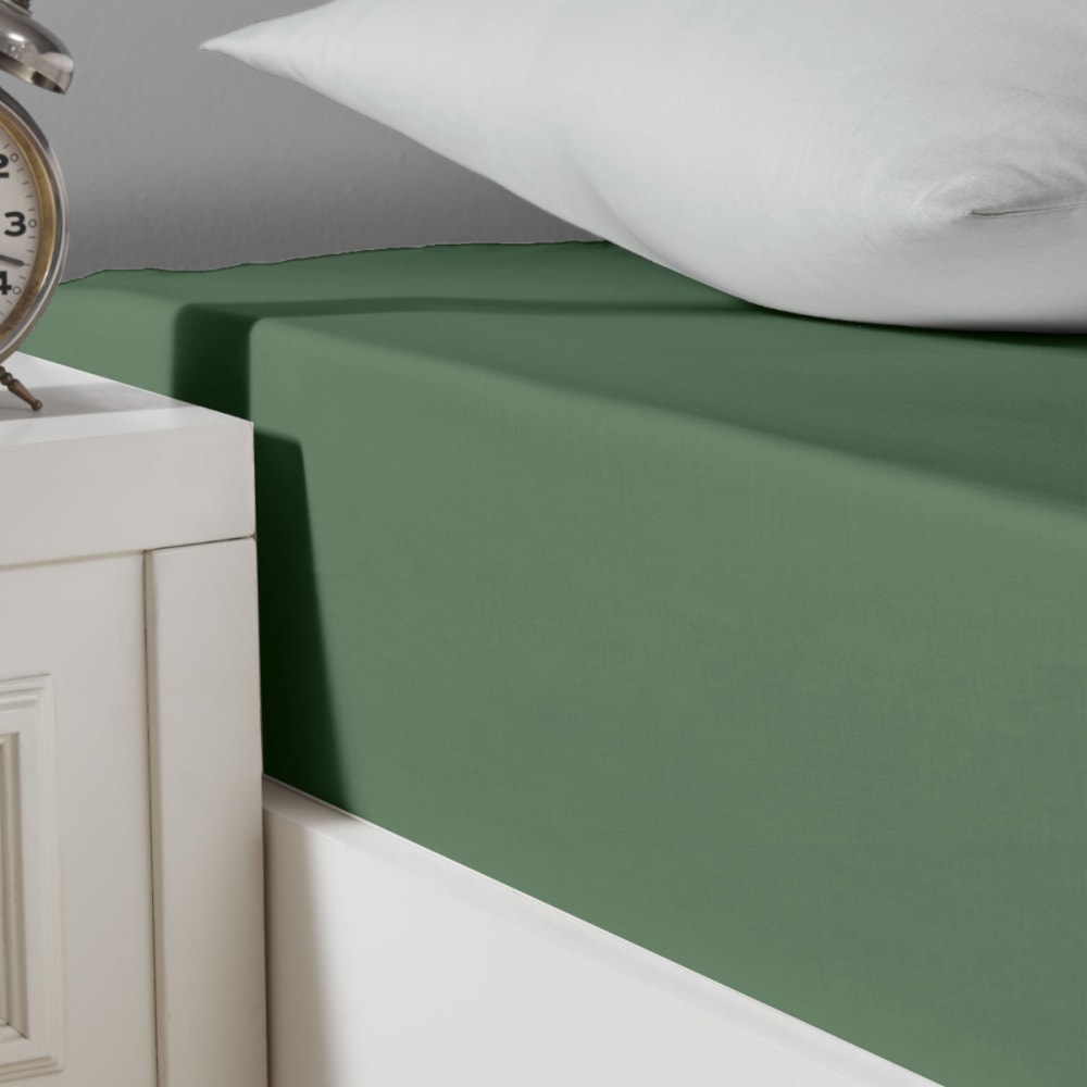 Drap housse en coton bio lavé Lichen 80x200 cm