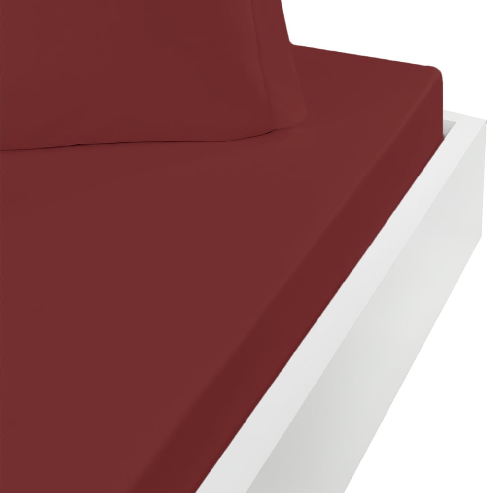 Ddrap housse en percale lavée bonnet 30 cm terre brulée 180x200 cm
