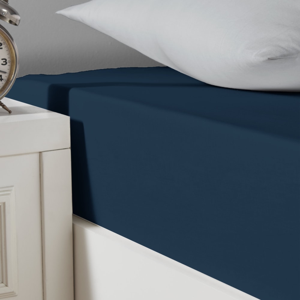 Drap housse en coton bio lavé Denim 160x200 cm