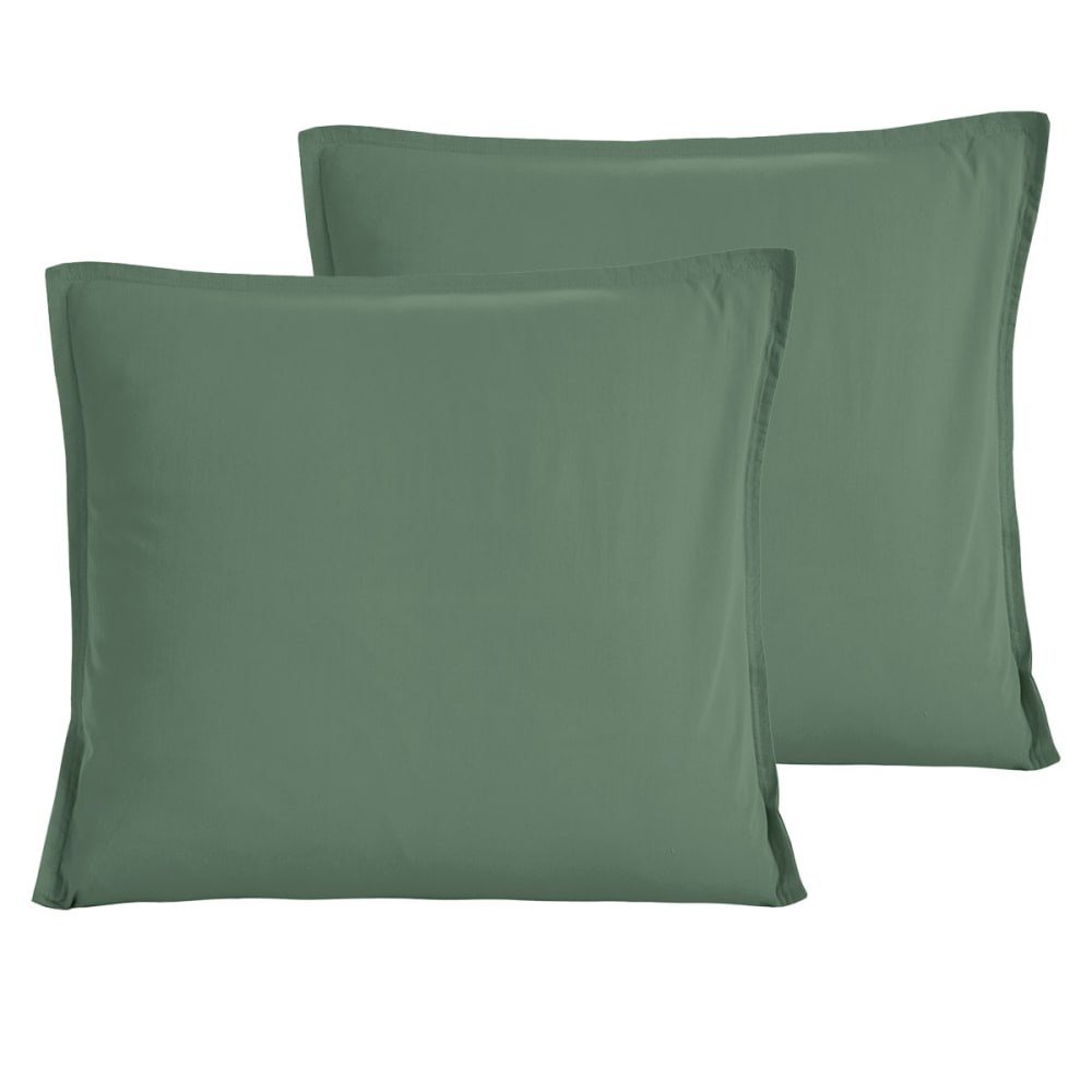 Parure de lit avec 2 taies carrées coton bio lavé lichen 240x220 cm — vue 4