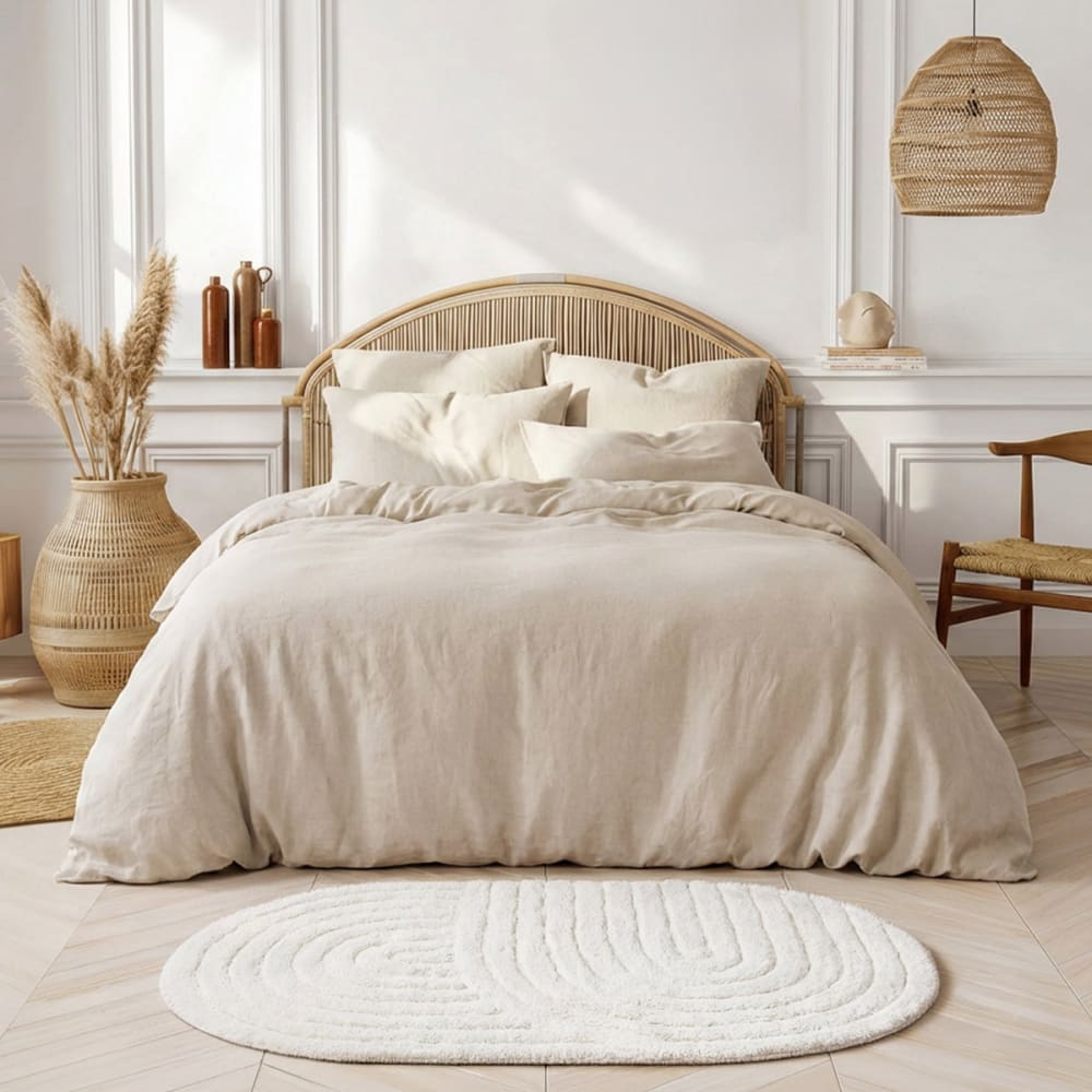 Ttapis de bain et et d'intérieur ovale 1550 g ecru 60x100 cm