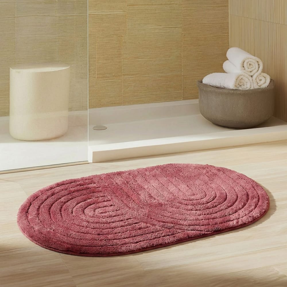 Tapis de bain et et d'intérieur ovale 1550 g/m² terre brulée 70x120 cm