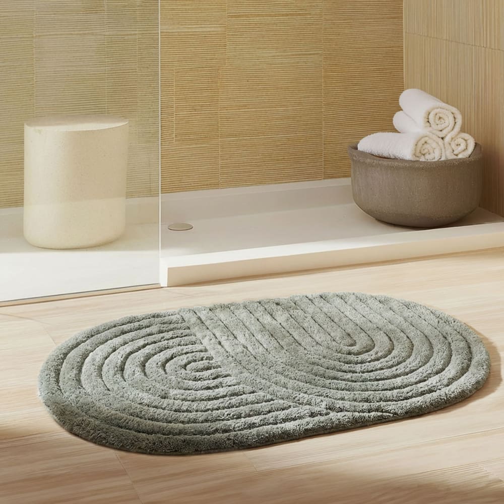 Ttapis de bain et et d'intérieur ovale 1550 g sauge 60x100 cm