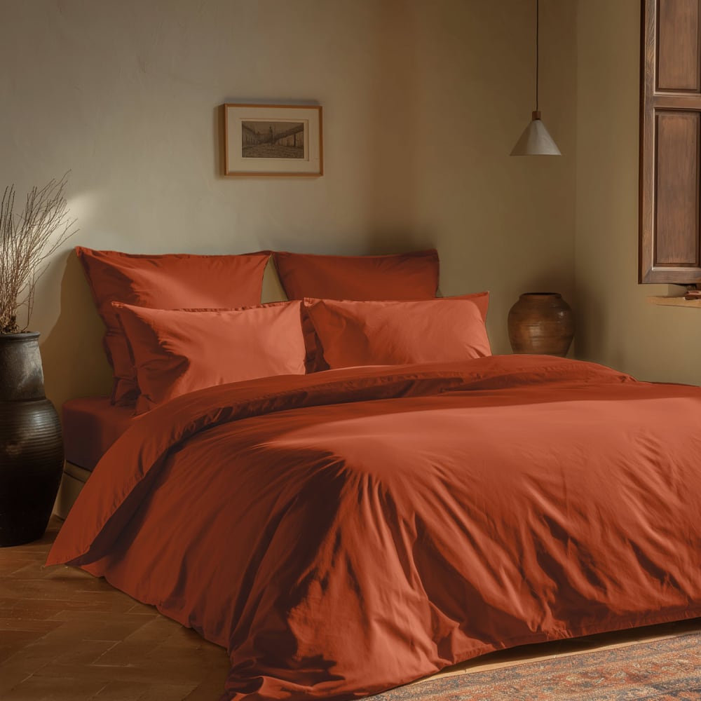 Parure de lit avec 2 taies rectangles coton bio Auburn 200x200 cm